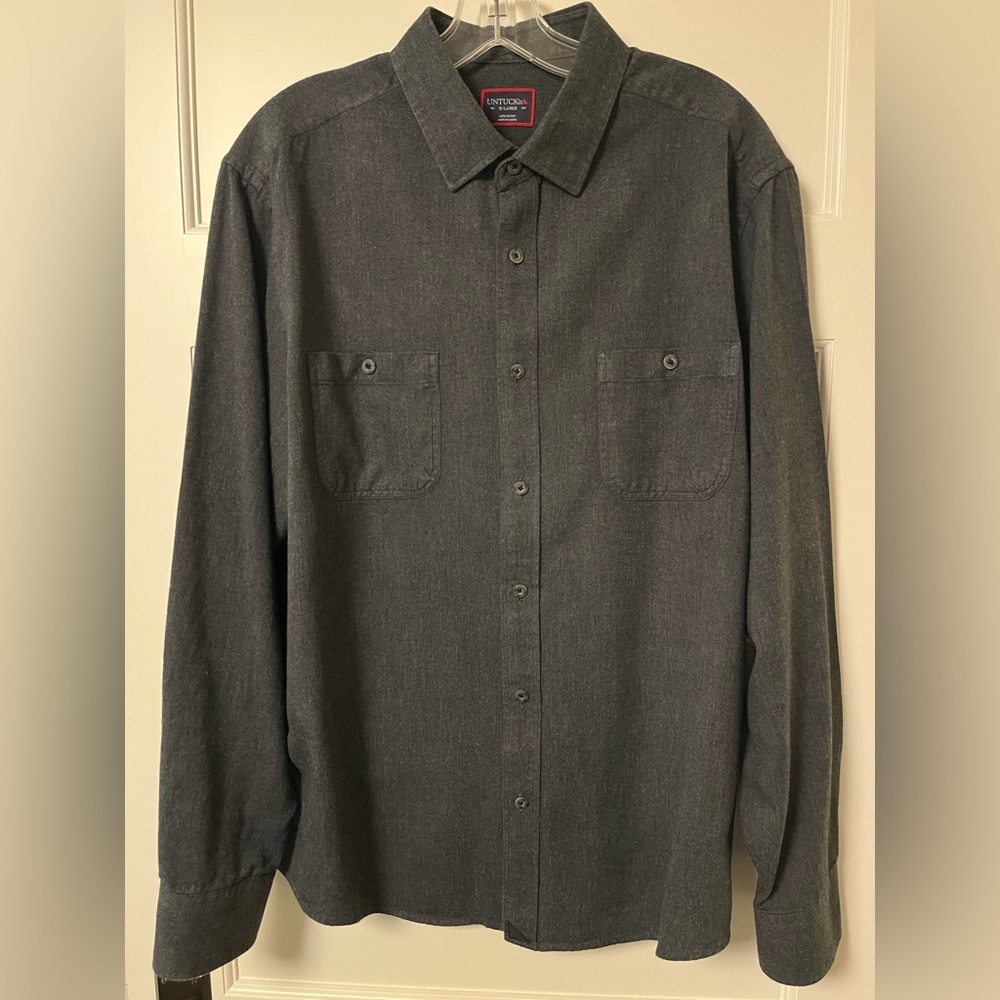 UNTUCKit | Men's Flannel Button Down Shirt | XL | Charcoal | Hemsworth